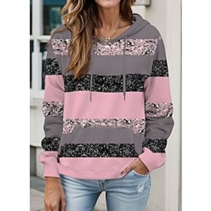 Women's Hoodie Sweatshirt Pullover Active Sportswear Drawstring Front Pocket Yellow Pink Blue Color Block Casual Sports Hoodie Long Sleeve Top Micro-elastic Fall  Winter Lightinthebox