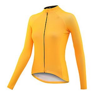 21Grams Women's Long Sleeve Cycling Jersey Spandex Polyester Yellow Solid Color Bike Jersey Top Mountain Bike MTB Road Bike Cycling Quick Dry Moisture Wicking Breathable Sports Clothing Apparel Lightinthebox