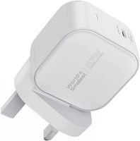 Promate USB-C GaN Charger, World's Smallest Type-C Chargeable Laptop Adapter, GANCUBE-67.UK-WT