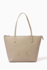 Tote Bag with A|X Stud in Faux Leather