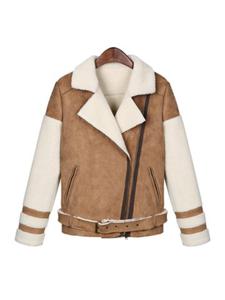 Patchwork Thicken Plush Women Jackets