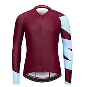 21Grams Men's Long Sleeve Cycling Jersey Spandex Polyester Burgundy Bike Jersey Top Mountain Bike MTB Road Bike Cycling Quick Dry Moisture Wicking Breathable Sports Clothing Apparel  Athleisure Lightinthebox