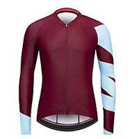 21Grams Men's Long Sleeve Cycling Jersey Spandex Polyester Burgundy Bike Jersey Top Mountain Bike MTB Road Bike Cycling Quick Dry Moisture Wicking Breathable Sports Clothing Apparel  Athleisure Lightinthebox - thumbnail