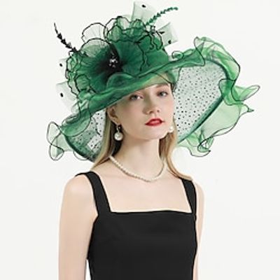 Hats Organza Kentucky Derby Church Wedding Sun Protection With Feathers  Fur Floral Headpiece Headwear Lightinthebox