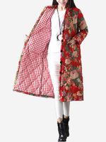 Vintage Flower Printed Long Sleeve Long Coat