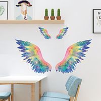 Wall Sticker Rainbow Dream Wings Feather Children's Room Home Bathroom Wall Background Decoration Can Be Removed Stickers miniinthebox - thumbnail