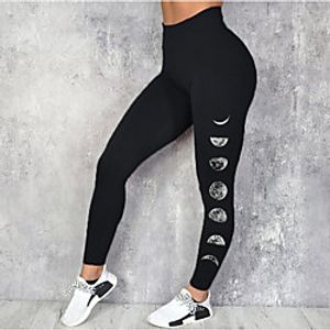 Women's Sporty Fashion Comfort Skinny Leisure Sports Weekend Leggings Pants Universe Galaxy Ankle-Length Sporty Elastic Waist Print Black Lightinthebox