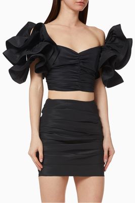 Draped Ottoman Cropped Top & Skirt Set Draped Ottoman Cropped Top & Skirt Set