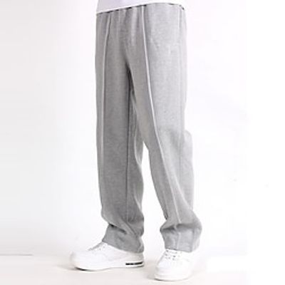 Men's Sweatpants Joggers Wide Leg Sweatpants Trousers Pocket Elastic Waist Plain Comfort Breathable Outdoor Daily Going out Casual Big and Tall Black Navy Blue Lightinthebox