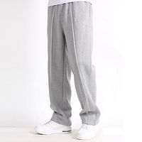 Men's Sweatpants Joggers Wide Leg Sweatpants Trousers Pocket Elastic Waist Plain Comfort Breathable Outdoor Daily Going out Casual Big and Tall Black Navy Blue Lightinthebox - thumbnail