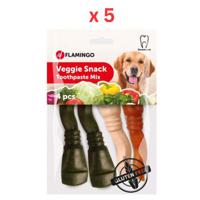 Flamingo Veggie Snack Toothpaste Mix Dog Treats 4Pcs - 7.5Cm Pack Of 5