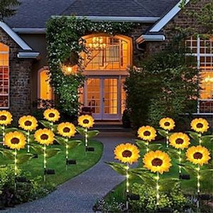 Solar Sunflower LED Glowing Pole Courtyard Simulation Plant Lamp Holiday Party Landscape Decoration Lamp Lawn Floor Lamp miniinthebox