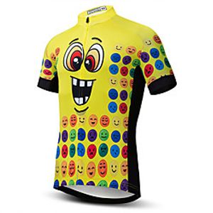 21Grams Men's Short Sleeve Cycling Jersey Summer Spandex Polyester Yellow Cartoon Bike Jersey Top Mountain Bike MTB Road Bike Cycling Quick Dry Moisture Wicking Breathable Sports Clothing Apparel Lightinthebox