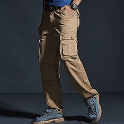 Men's Cargo Pants Cargo Trousers Hiking Pants Pocket Plain Comfort Breathable Outdoor Daily Going out 100% Cotton Fashion Casual Black Yellow Lightinthebox