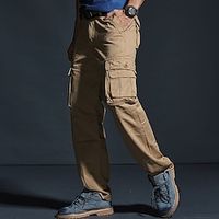 Men's Cargo Pants Cargo Trousers Hiking Pants Pocket Plain Comfort Breathable Outdoor Daily Going out 100% Cotton Fashion Casual Black Yellow Lightinthebox - thumbnail