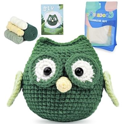 Crochet Kit for Beginners, Beginner Crochet Starter Kit with Video Tutorials, Beginner Crochet Kit for Adults Kids, Knitting Kit for Beginners  The Same Handmade Diy Crochet Wool Woven Owl Doll Material Includes English Instructions miniinthebox