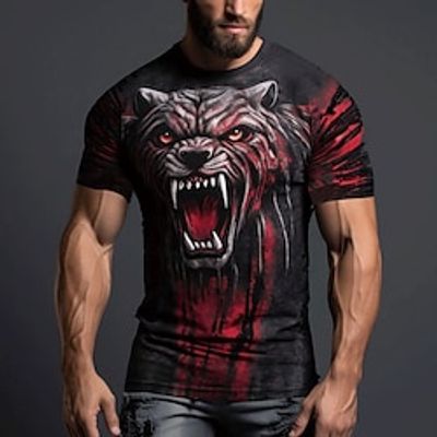 Graphic Animal Daily Designer Retro Vintage Men's 3D Print T shirt Tee Sports Outdoor Holiday Going out T shirt Red Blue Purple Short Sleeve Crew Neck Shirt Spring  Summer Clothing Apparel S M L XL Lightinthebox