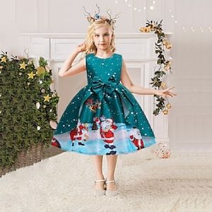 Girls Christmas Dress Kids Girls' Party Dress Santa Claus Sleeveless Performance Special Occasion Ruched Zipper Princess Beautiful Cotton Polyester Midi Party Dress Spring Fall Winter 3-10 Years Lightinthebox