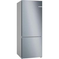 Bosch Series 4 Free-Standing Refrigerator with Freezer at bottom 186 x 70 cm Stainless steel look| VitaFresh,LED light| KGN55VL21M| 1 Year Manufact...