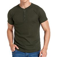 Litb Basic Men's Button-Down Henley T shirt Solid Color  Short Sleeve Casual Tops Simple Lightweight Fashion Lightinthebox - thumbnail