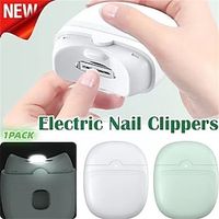 Electric Nail Clippers Automatic Nail Clipper with Light 2 In 1 Fingernail Cutter and File with Nail Scraps Storage USB Rechargeable Safety Fingernail Trimmer for Adults and Baby Nail Care miniinthebox