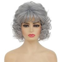 Short Grey Curly Women Wigs with Bangs Natural Synthetic Hair Layered Old Ladies Heat Resistant Daily Cosplay Full Wigs miniinthebox
