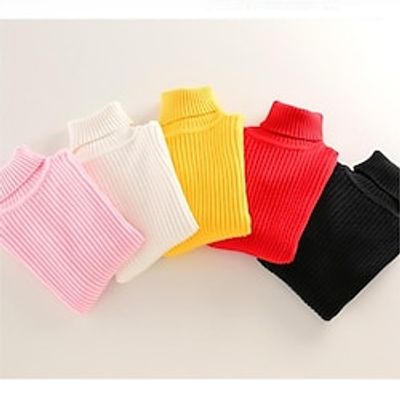 Kids Girls' Sweater Solid Color School Long Sleeve Active 3-12 Years Fall Black White Yellow Lightinthebox
