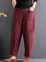 Casual Solid Color Patchwork Harem Pants