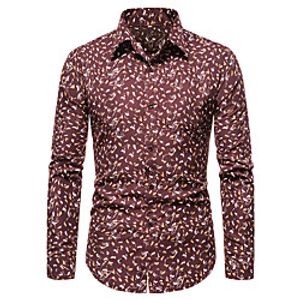 Men's Shirt Other Prints Graphic Long Sleeve Casual Tops Casual White Wine Navy Blue Lightinthebox