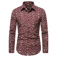 Men's Shirt Other Prints Graphic Long Sleeve Casual Tops Casual White Wine Navy Blue Lightinthebox - thumbnail
