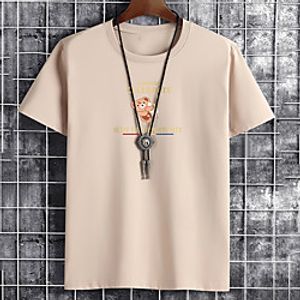 Men's Unisex Tee T shirt Hot Stamping Graphic Prints Bear Letter Plus Size Print Short Sleeve Casual Tops Cotton Basic Fashion Designer Big and Tall White Black Khaki miniinthebox