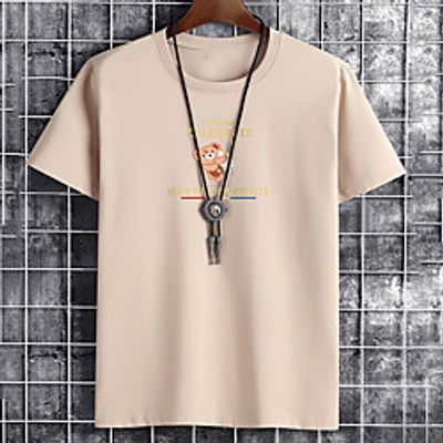 Men's Unisex Tee T shirt Hot Stamping Graphic Prints Bear Letter Plus Size Print Short Sleeve Casual Tops Cotton Basic Fashion Designer Big and Tall White Black Khaki miniinthebox
