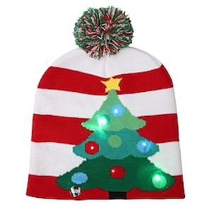 Christmas LED Knit Hat, Light Up Christmas Hat With Christmas Tree Snowflake Pattern, Warm Beanie Hat For Christmas Gift miniinthebox
