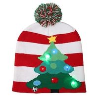 Christmas LED Knit Hat, Light Up Christmas Hat With Christmas Tree Snowflake Pattern, Warm Beanie Hat For Christmas Gift miniinthebox - thumbnail