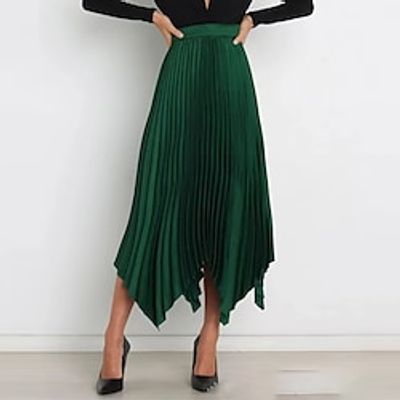 Women's Skirt Swing Long Skirt Maxi Satin Black White Wine Dark Green Skirts Spring Summer Pleated Asymmetric Hem Elegant Fashion Party Street S M L Lightinthebox Women's Skirt Swing Long Skirt Maxi Satin Black White Wine Dark Green Skirts Spring Summer Pleated Asymmetric Hem Elegant Fashion Party Street S M L Lightinthebox