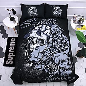 Rose Skull Bedding Duvet Cover Set 3D Floral Skull Printed Duvet Cover with Zipper Closure 2 Pillow Shams Soft Microfiber Gothic Decor for Adults Queen Size Lightinthebox