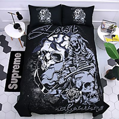 Rose Skull Bedding Duvet Cover Set 3D Floral Skull Printed Duvet Cover with Zipper Closure 2 Pillow Shams Soft Microfiber Gothic Decor for Adults Queen Size Lightinthebox
