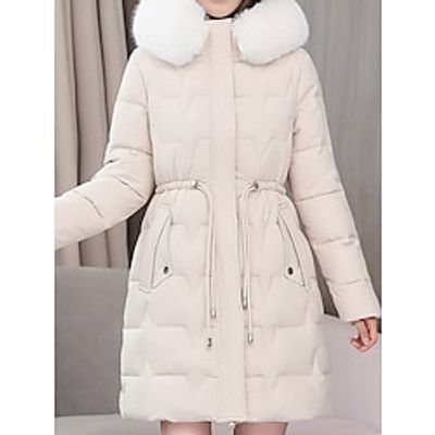 Women's Long Puffer Thicken Winter Coat Thermal Warm Parka with Fur Collar Drawstring Zipper Outerwear with Pocket Hoodie Outerwear Long Sleeve Fall Lightinthebox Women's Long Puffer Thicken Winter Coat Thermal Warm Parka with Fur Collar Drawstring Zipper Outerwear with Pocket Hoodie Outerwear Long Sleeve Fall Lightinthebox