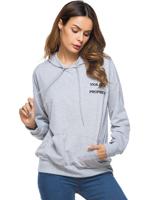 Letter Print Hooded Women Hoodies