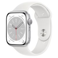 Apple Watch Series 8 (GPS), 45mm, Silver Aluminium Case with White Sport Band