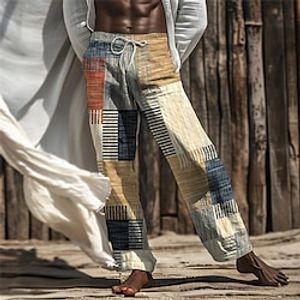 Stripes Casual Men's 3D Print Pants Trousers Outdoor Daily Wear Streetwear Polyester Pink Blue Khaki S M L Medium Waist Elasticity Pants Lightinthebox