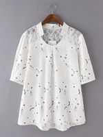 Lace Stitching Printed Shirts