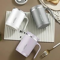 1pc Stainless Steel Cups With Lid, 16 Oz 304 Stainless Steel Tumblers Durable Coffee Mug With Splash Proof Sliding Lid, Drink With Lid Open, Non-Insulated Mug,Without Straw Lightinthebox - thumbnail