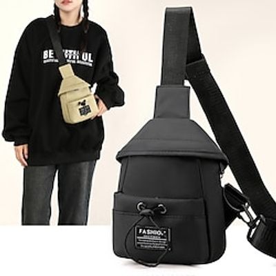 Women's Crossbody Bag Chest Bag Nylon Daily Zipper Large Capacity Foldable Lightweight Geometric Black White Green miniinthebox