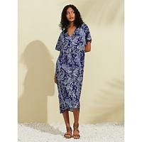 Satin Paisley V Neck Midi Dress Lightinthebox