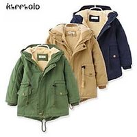 Kids Girls' Coat Light Blue Wine Red Yellow Solid Color Basic Fashion 3-8 Years  Cotton Lightinthebox - thumbnail