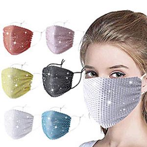 reusable face bandanas 1 pcs rhinestone diamonds sequins mouth cover full face protective anti-dust party face balaclava for adults (multicolor) miniinthebox