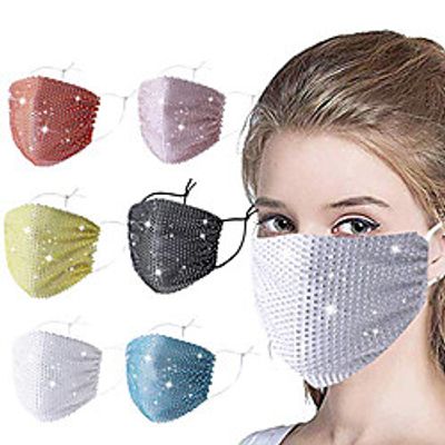 reusable face bandanas 1 pcs rhinestone diamonds sequins mouth cover full face protective anti-dust party face balaclava for adults (multicolor) miniinthebox
