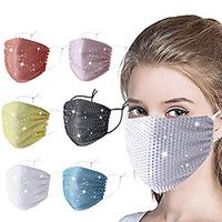 reusable face bandanas 1 pcs rhinestone diamonds sequins mouth cover full face protective anti-dust party face balaclava for adults (multicolor) miniinthebox - thumbnail