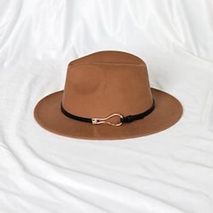 Hats Wool Acrylic Fedora Hat Formal Wedding Simple Retro With Metallic Buckle Pure Color Headpiece Headwear Lightinthebox